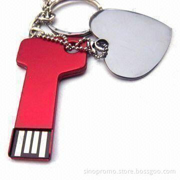 USB Flash Drive Keychain with Stainless Steel Housing, Available in Various Colors